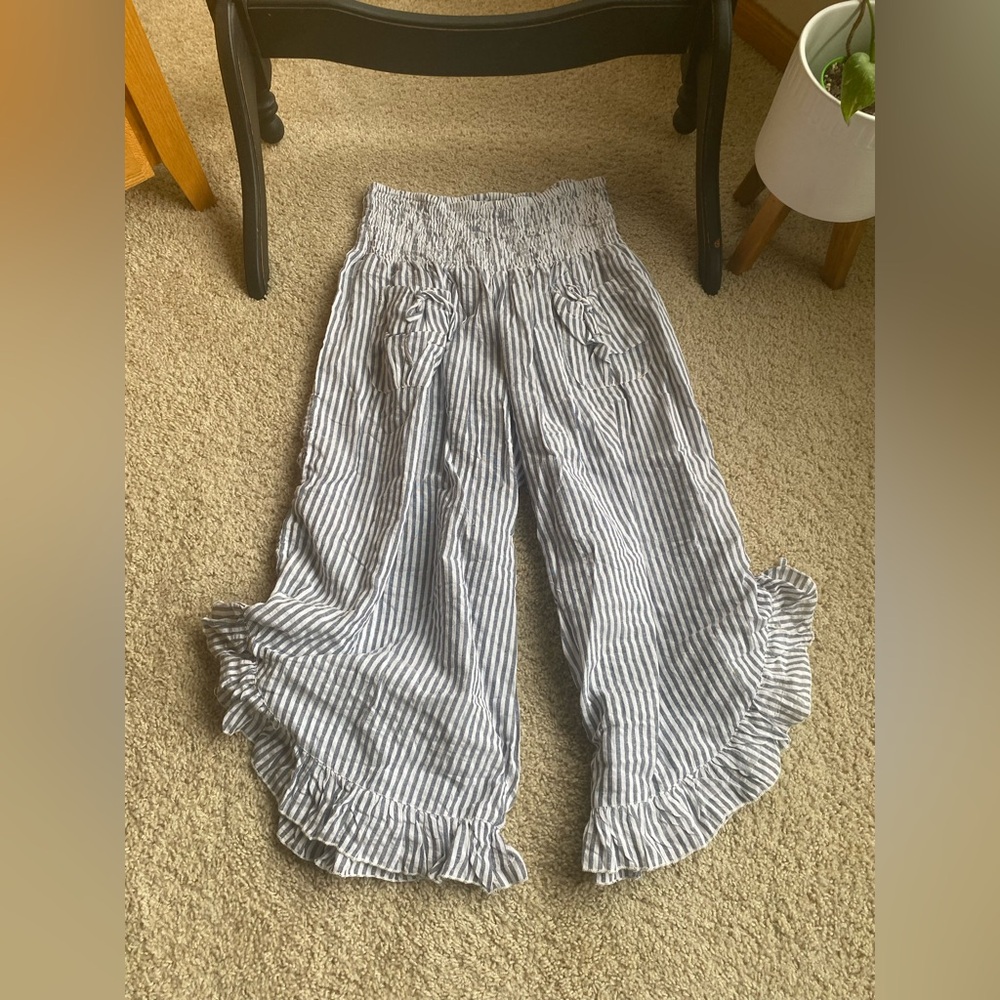 Cotton pantaloon pant in grey stripe